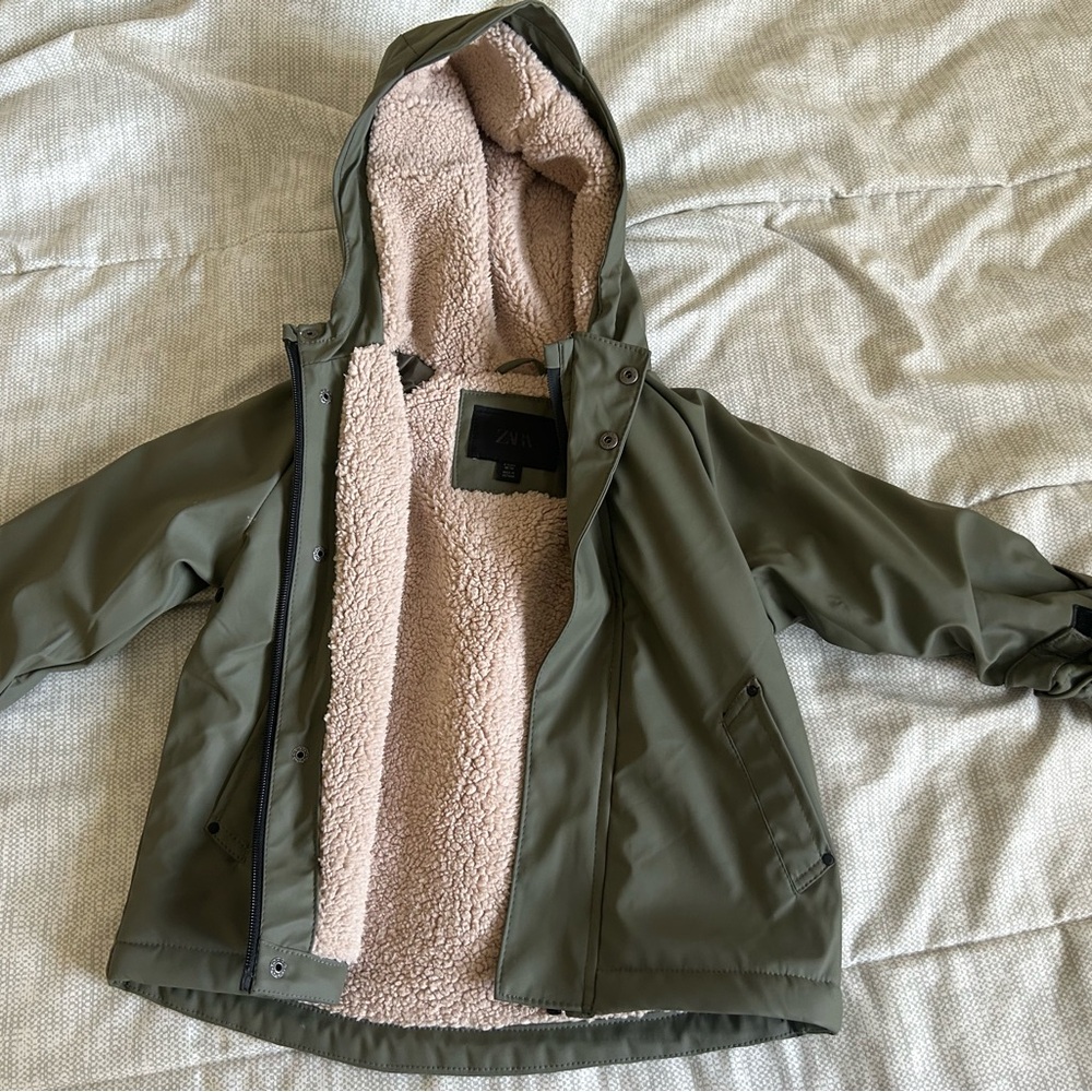 Zara Kids Khaki Hooded Raincoat
